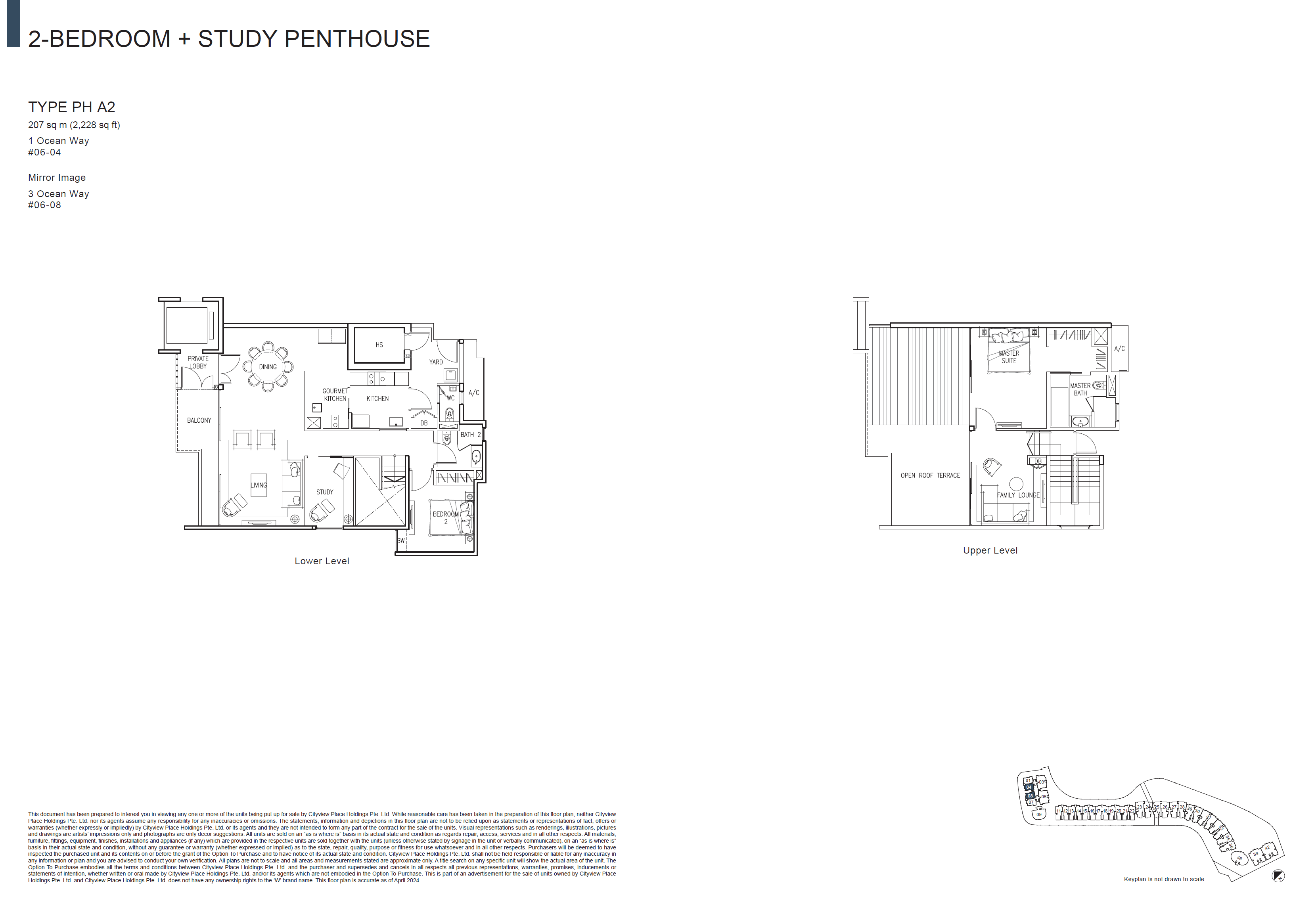 Floor plan of The Residences At W Singapore Sentosa Cove type Penthouse, Penthouse, 2,228 sq ft